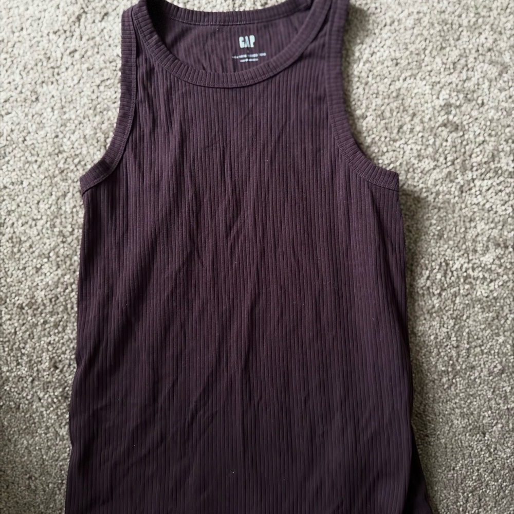 GAP Women's Ribbed Tank Top - Deep Brown